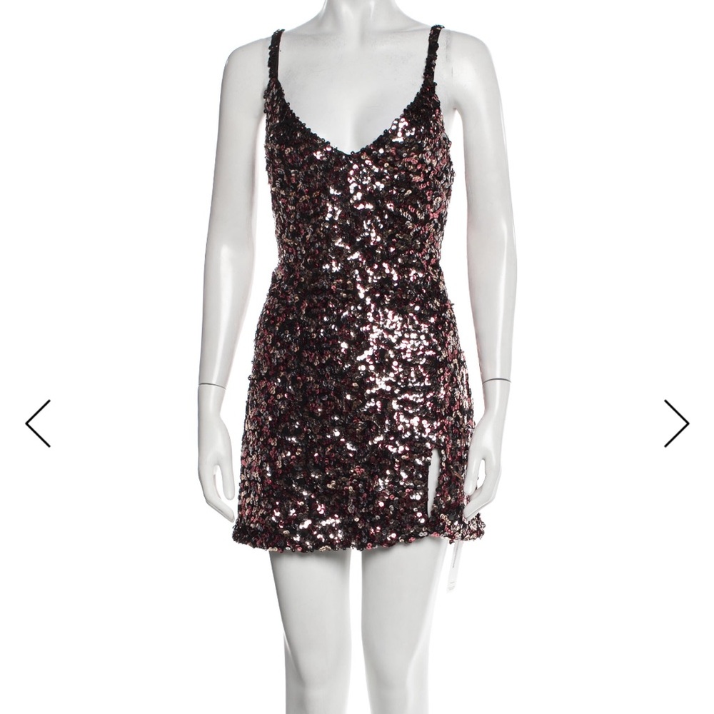 Reformation Black and Pink Sequin Top